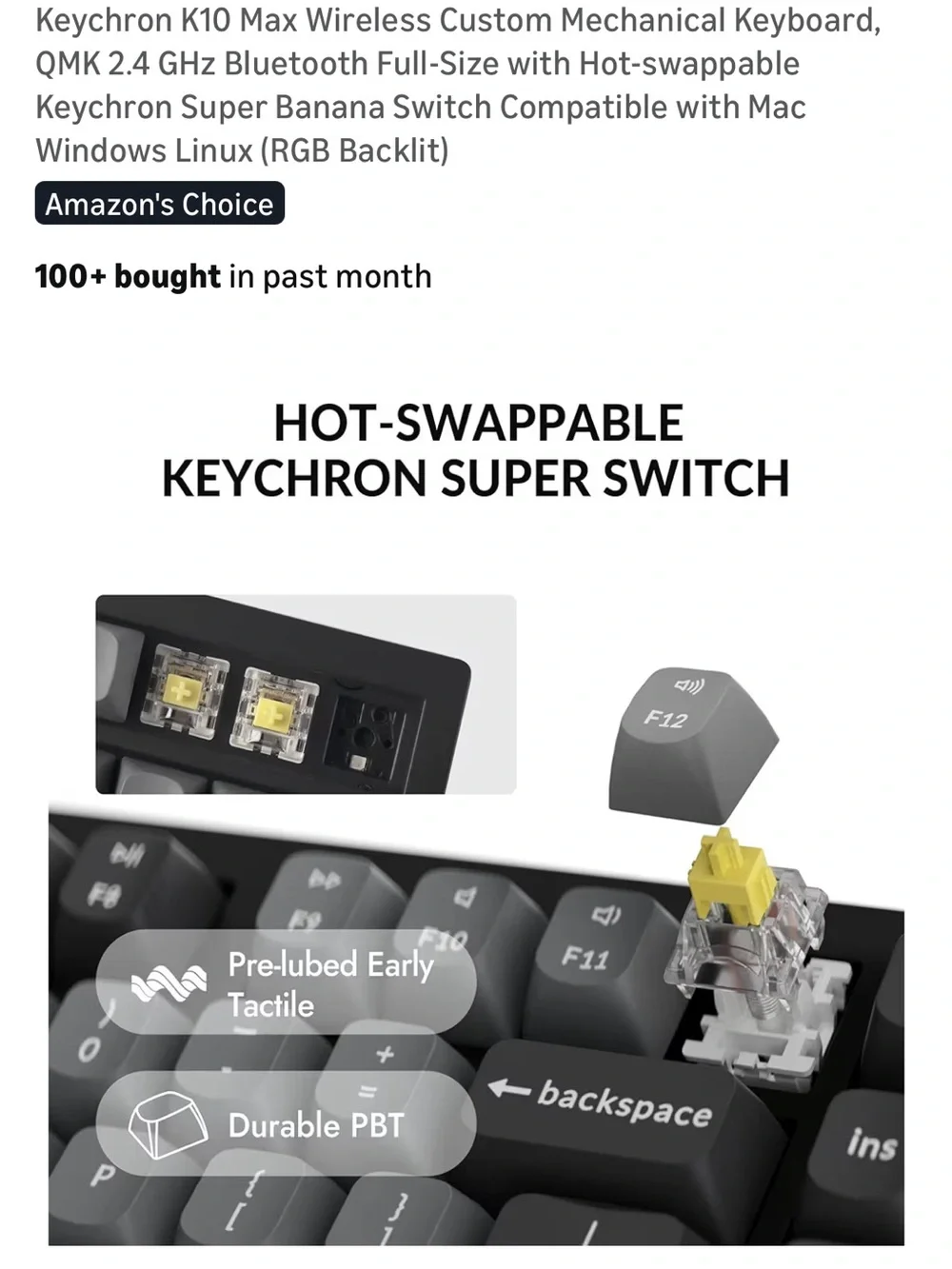 Keychron K10 Max Wireless Mechanical Keyboard